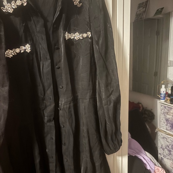 Fashion Nova Black Rhinestone long sleeve - Picture 5 of 9